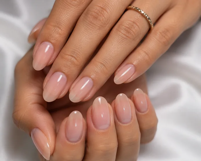 Natural builder gel and Gel-X almond nails service photo at Lumi Nails and Beauty Pacific Paradise